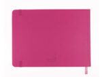 Schetsboek Kangaro A5 landscape hot pink PU HC 80 vel 140gr roomwit met elastiek en lint
