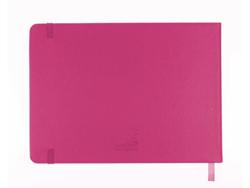 Schetsboek Kangaro A5 landscape hot pink PU HC 80 vel 140gr roomwit met elastiek en lint
