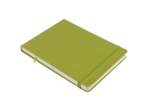 Schetsboek Kangaro A5 landscape lime green PU HC 80 vel     140gr roomwit met elastiek en lint