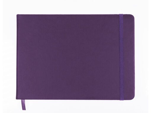 Schetsboek Kangaro A5 landscape purple heart PU HC 80 vel   140gr roomwit met elastiek en lint