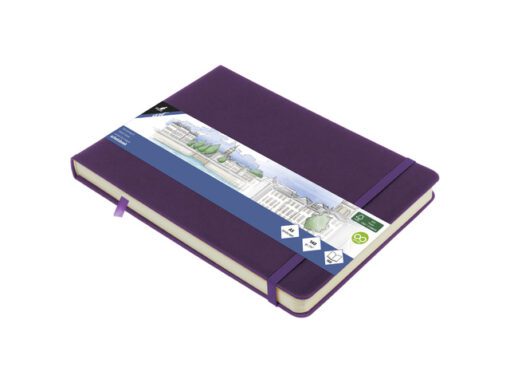 Schetsboek Kangaro A5 landscape purple heart PU HC 80 vel   140gr roomwit met elastiek en lint