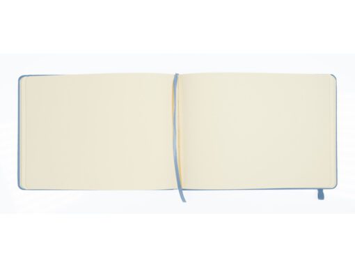 Schetsboek Kangaro A5 landscape sky blue PU HC 80 vel 140gr roomwit met elastiek en lint
