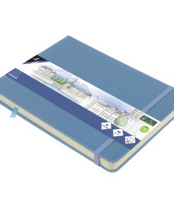 Schetsboek Kangaro A5 landscape sky blue PU HC 80 vel 140gr roomwit met elastiek en lint