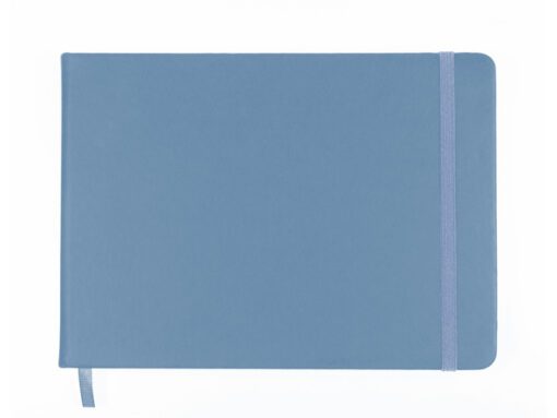 Schetsboek Kangaro A5 landscape sky blue PU HC 80 vel 140gr roomwit met elastiek en lint
