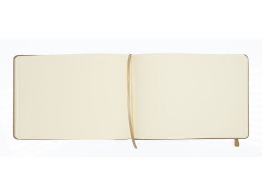 Schetsboek Kangaro A5 landscape taupe PU HC 80 vel 140gr    roomwit met elastiek en lint