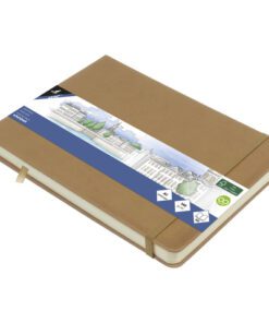 Schetsboek Kangaro A5 landscape taupe PU HC 80 vel 140gr    roomwit met elastiek en lint