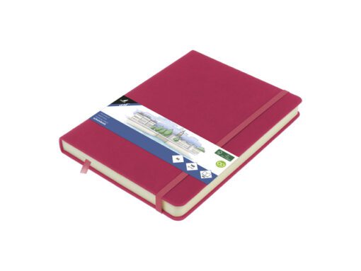 Schetsboek Kangaro A5 ruby PU HC 80 vel 140gr roomwit met   elastiek en lint