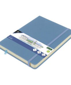 Schetsboek Kangaro A5 sky blue PU HC 80 vel 140gr roomwit   met elastiek en lint