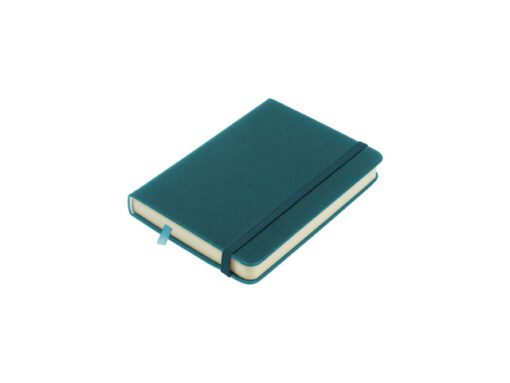 Schetsboek Kangaro A6 dark turquoise PU HC 80 vel 140gr     roomwit met elastiek en lint