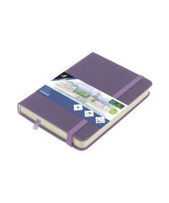 Schetsboek Kangaro A6 heather purple PU HC 80 vel 140gr     roomwit met elastiek en lint