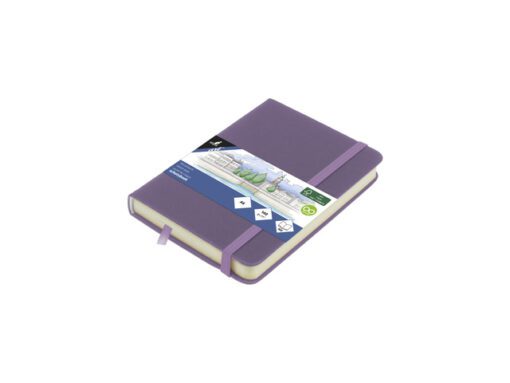 Schetsboek Kangaro A6 heather purple PU HC 80 vel 140gr     roomwit met elastiek en lint