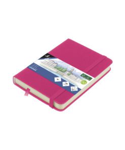 Schetsboek Kangaro A6 hot pink PU HC 80 vel 140gr roomwit   met elastiek en lint