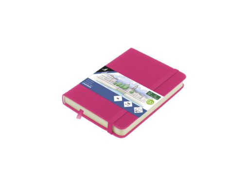 Schetsboek Kangaro A6 hot pink PU HC 80 vel 140gr roomwit   met elastiek en lint
