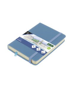 Schetsboek Kangaro A6 sky blue PU HC 80 vel 140gr roomwit   met elastiek en lint