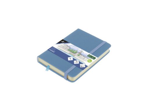 Schetsboek Kangaro A6 sky blue PU HC 80 vel 140gr roomwit   met elastiek en lint