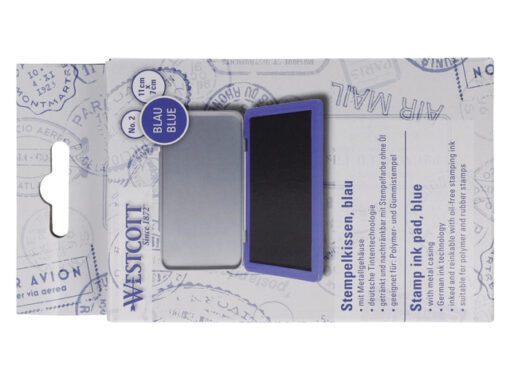 Stempelkussen Westcott No 2 blauwe inkt, navulbaar