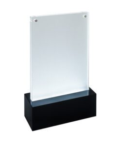 thuis of in een restaurant. Het glasheldere krasbestendige acryl is 1.5mm dik en geschikt voor dubbelzijdige presentatie