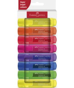 Tekstmarker Faber-Castell 46 8 stuks 2x geel, oranje,       groen, blauw, paars, rood in karton etui