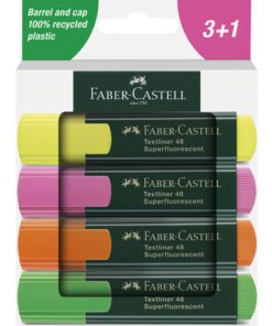 Tekstmarker Faber-Castell 48 4 stuks geel, oranje, rood,    groen in karton etui