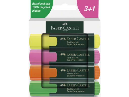 Tekstmarker Faber-Castell 48 4 stuks geel, oranje, rood,    groen in karton etui