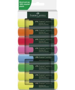 Tekstmarker Faber-Castell 48 8 stuks 3xgeel, oranje, rood,  groen, roze, groen in karton etui
