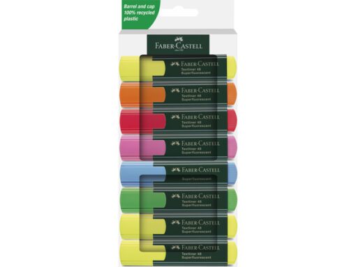 Tekstmarker Faber-Castell 48 8 stuks 3xgeel, oranje, rood,  groen, roze, groen in karton etui