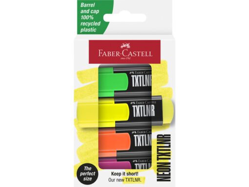 Tekstmarker Faber-Castell TXTLNR mini 4st. neon in karton   etui