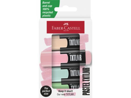 Tekstmarker Faber-Castell TXTLNR mini 4st. pastel in karton etui