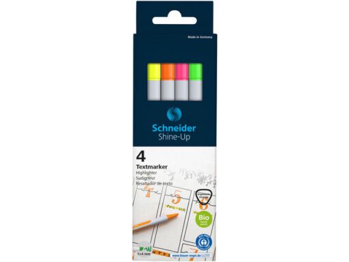 Tekstmarker Schneider Shine-Up etui assorti 4 stuks