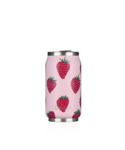 Thermosbeker Les Artistes Paris blik 280ml Strawberry met   geïntegreerd  rietje