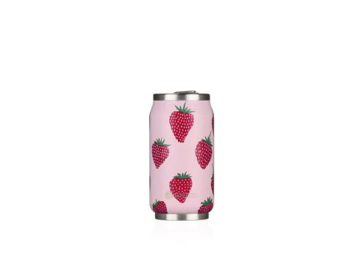 Thermosbeker Les Artistes Paris blik 280ml Strawberry met   geïntegreerd  rietje