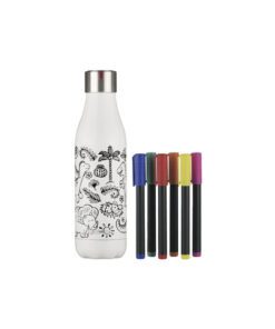 zodat je de tekeningen op de fles steeds opnieuw kunt inkleuren. De fles houdt je drankjes op de perfecte temperatuur