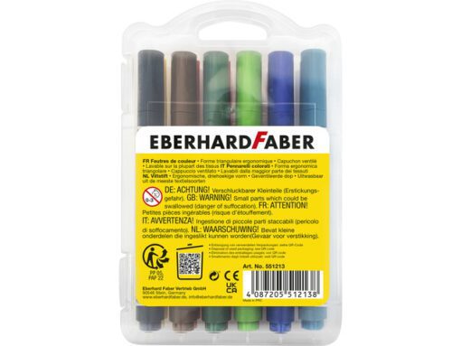 Viltstiften Eberhard Faber Jumbo 2mm 12 kleuren in          kunststof etui
