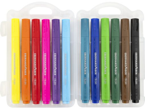 Viltstiften Eberhard Faber Jumbo 2mm 12 kleuren in          kunststof etui