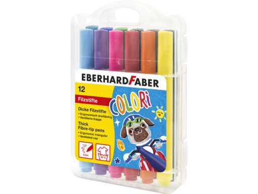 Viltstiften Eberhard Faber Jumbo 2mm 12 kleuren in          kunststof etui