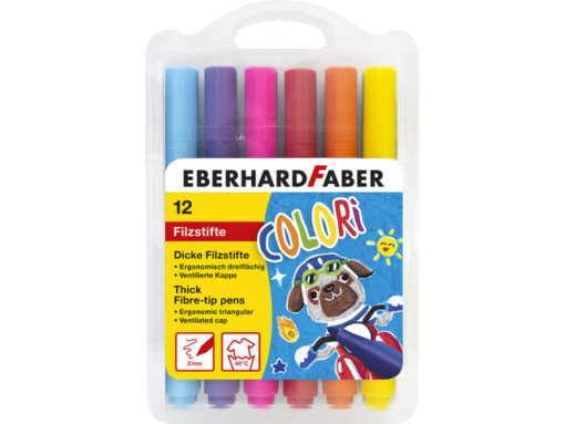 Viltstiften Eberhard Faber Jumbo 2mm 12 kleuren in          kunststof etui