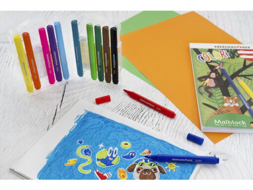 Viltstiften Eberhard Faber Jumbo 2mm 12 kleuren in          kunststof etui