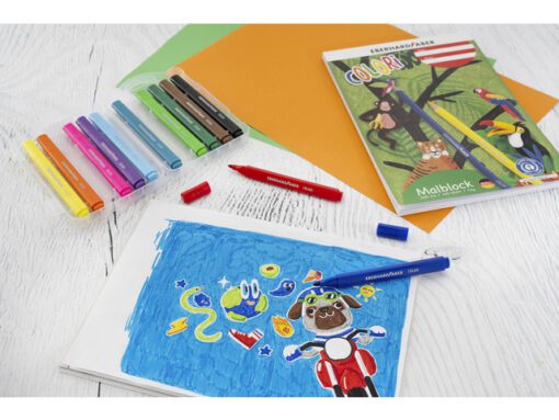 Viltstiften Eberhard Faber Jumbo 2mm 12 kleuren in          kunststof etui