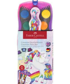 Waterverfdoos Faber-Castell Connector Unicorn 12kleuren +1  tube wit