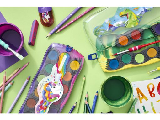 Waterverfdoos Faber-Castell Connector Unicorn 12kleuren +1  tube wit