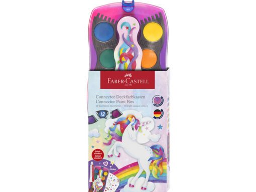 Waterverfdoos Faber-Castell Connector Unicorn 12kleuren +1  tube wit