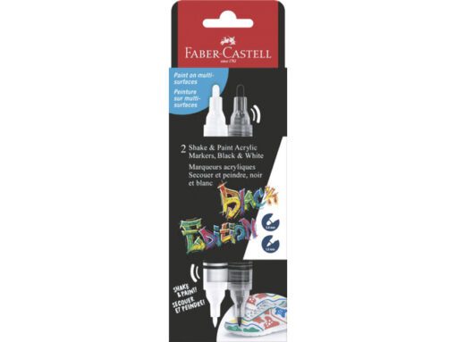 Acrylmarker Faber-Castell Black Edition Shake & Paint 2st.  zwart, wit