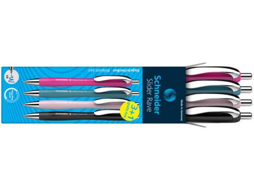 Balpen Schneider Rave XB  Colour assorti doos a 3 + 1 gratis