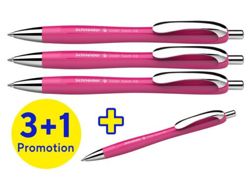 Balpen Schneider Rave XB  Power Pink doos a 3 + 1 gratis