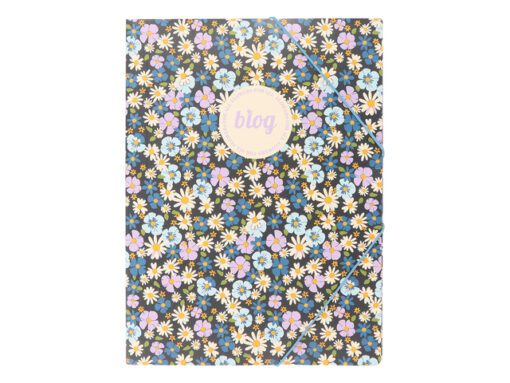 Elastomap B'LOG FLOWERS A4 folio met elast. en 3 flappen    krimp 2 st 2 motieven