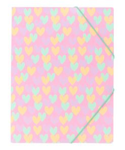 Elastomap B'LOG HEARTS A4 folio met elast. en 3 flappen     krimp 2st 2 motieven