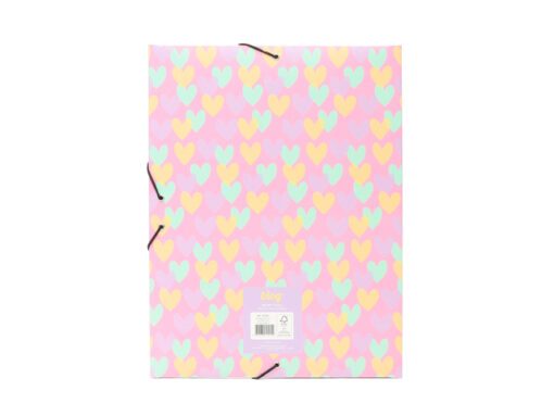 Elastomap B'LOG HEARTS A4 folio met elast. en 3 flappen     krimp 2st 2 motieven