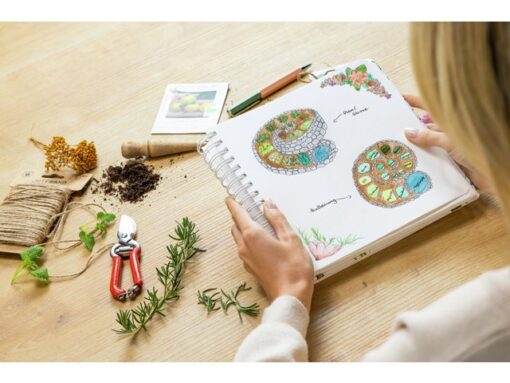 Notitieboek Jolie A5 vierkant spiraal Wild herbs punt-      gelijnd 240pag 120gr