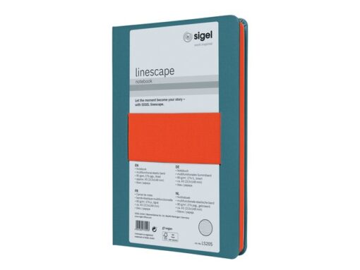 Notitieboek Linescape Neo A5 l.blauw/papaya lijn 176pag 80  gr. HC