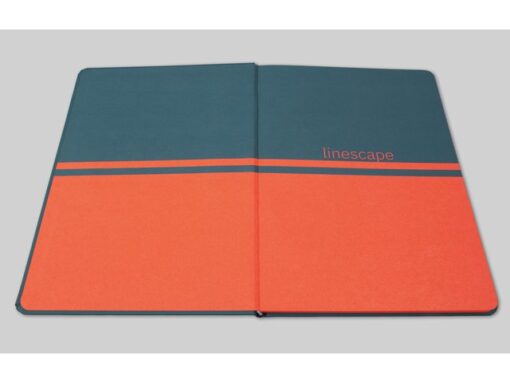 Notitieboek Linescape Neo A5 l.blauw/papaya lijn 176pag 80  gr. HC